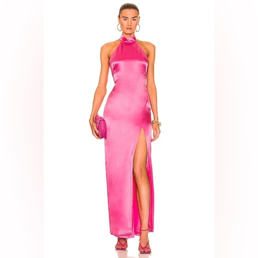 Nicholas Ramina Silk Halter Neck Evening Gown Orchid/Pink, Size 0 New w/Tag $595